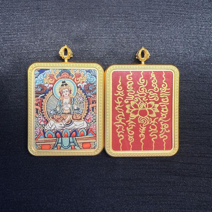 彩唐双面手绘描金黑财神唐卡八大守护