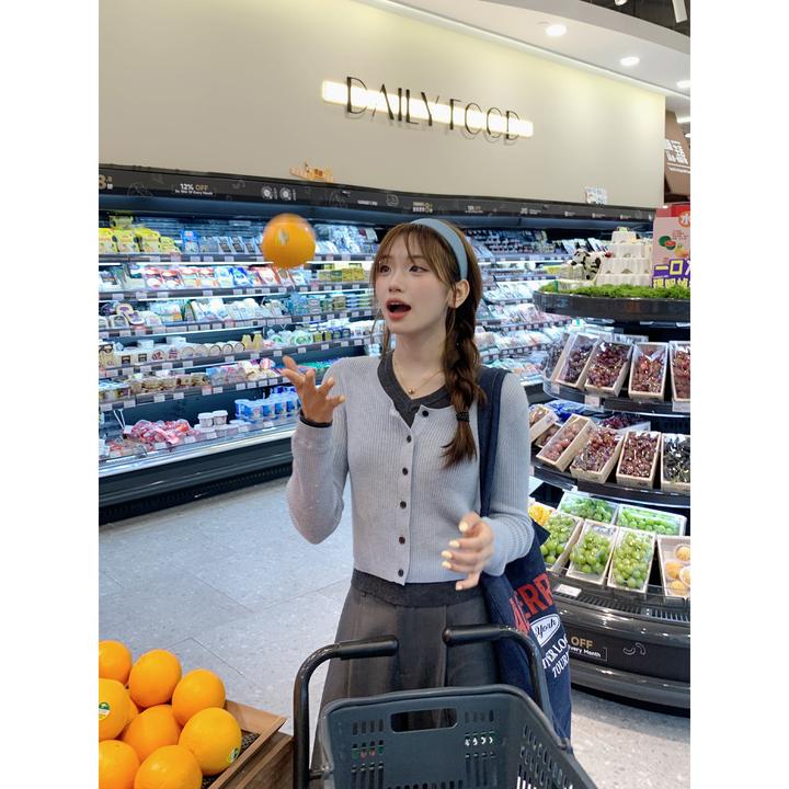 切糕自制【时光旅人】小个子秋流光风慵懒感假两件绵羊毛长袖毛衣