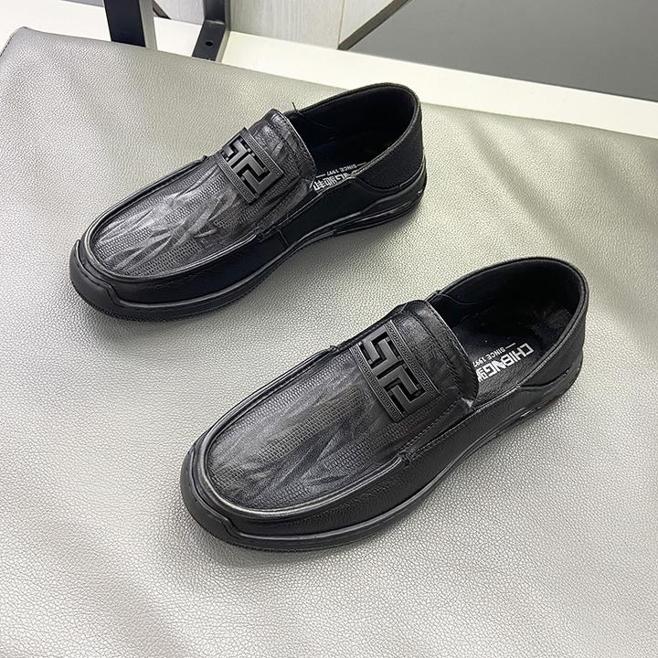 2025韩版真皮休闲皮鞋两穿一脚蹬商务豆豆头层牛皮男鞋36-43小码