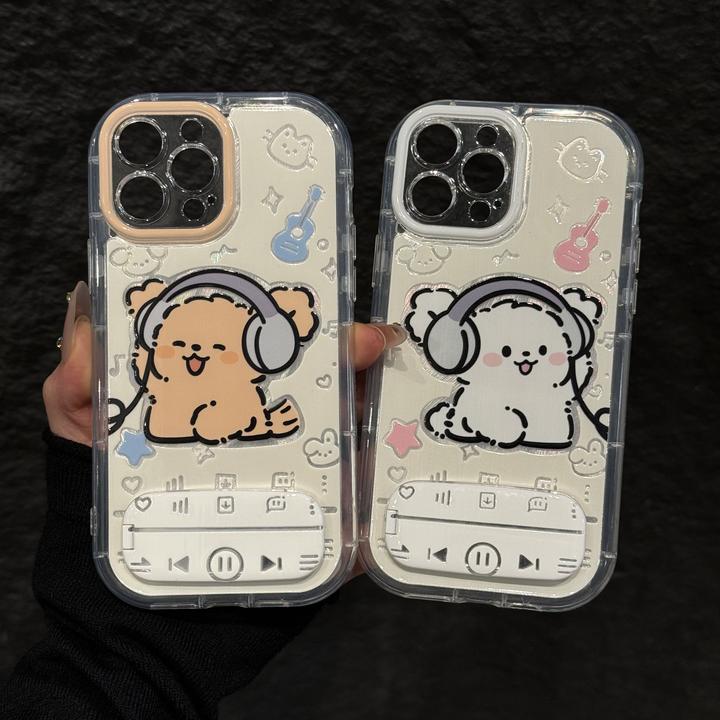 白小狗适用苹果16promax泡芙手机壳iPhone15羽纱华为60卡通小米15
