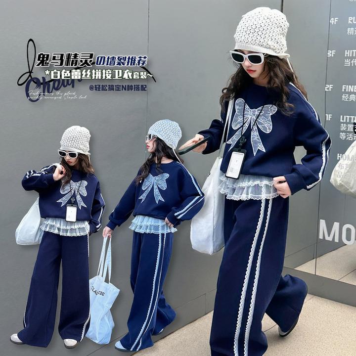 秋款时尚女儿服爆款儿童服装新款童装套装甜美洋气刺绣秋季时髦