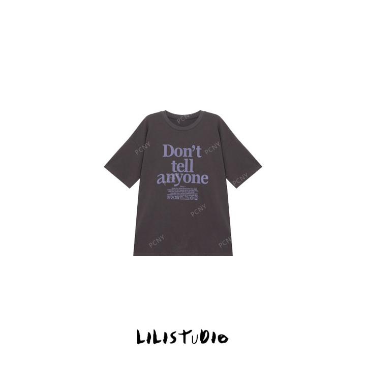 PCNY「缄口不言」不理理夏季新款小众女装潮流字母印花宽松圆领短袖