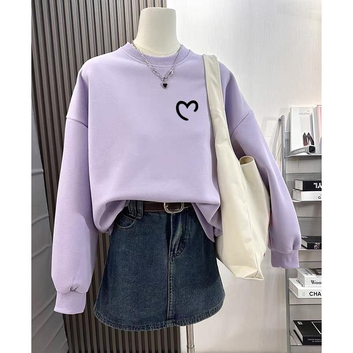 圆领套头打底衫加绒加厚卫衣女2025秋冬新款宽松韩版外套春秋薄款