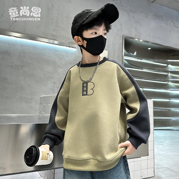 男童卫衣加绒2025新款秋冬大童衣服儿童休闲上衣帅气男孩加厚童装