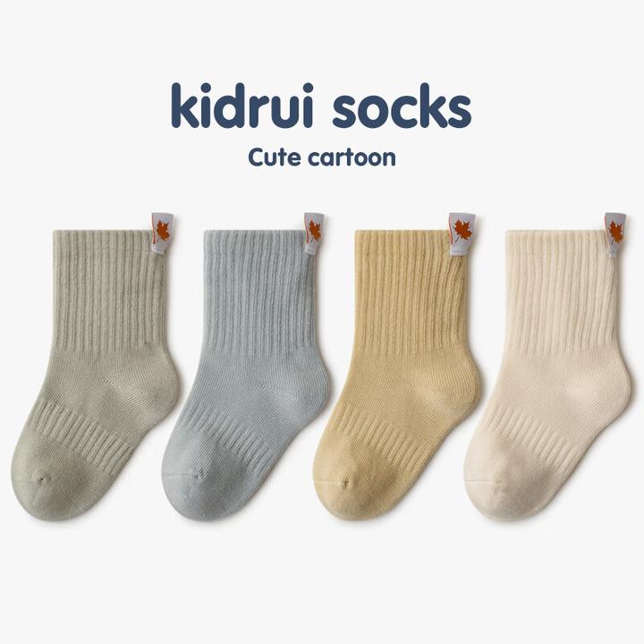 喜得瑞宝宝袜子春秋棉质儿童棉袜无骨松口不勒纯色简约婴儿中筒袜