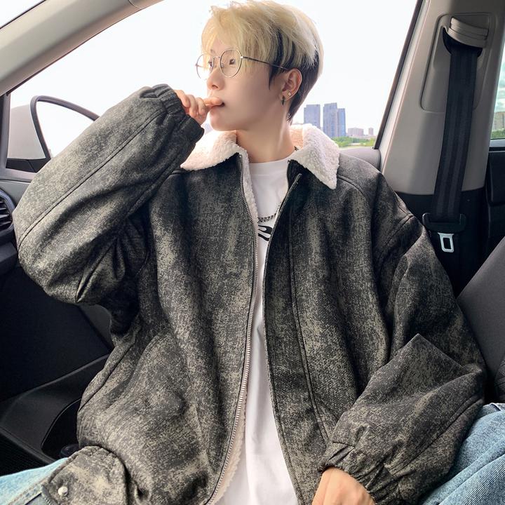 美式立领棉服外套男冬季加厚2025新款潮牌宽松面包服青少年棉衣