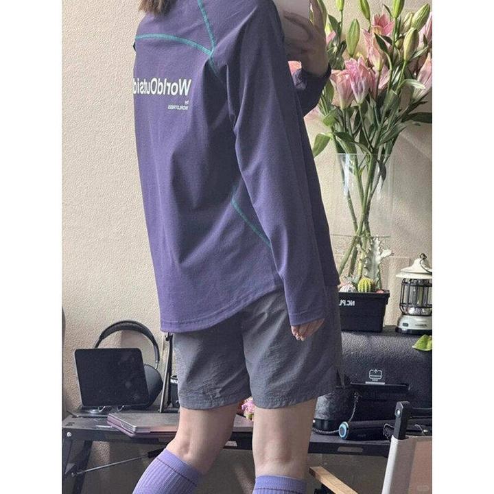 拼接撞色长袖t恤男女夏季薄款户外运动骑行防晒衣透气速干打底衫