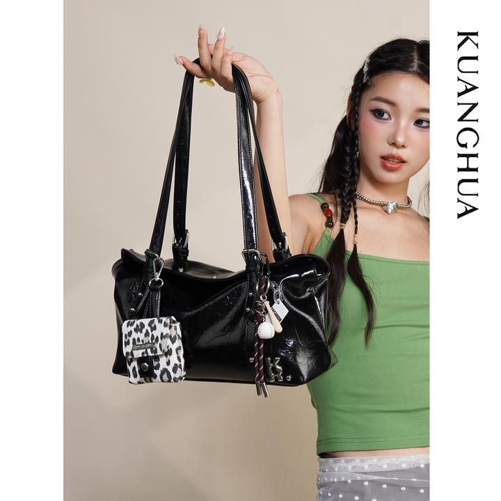 KUANGHUA哐花高级感托特包通勤设计感黑色腋下包手提单肩斜挎包女