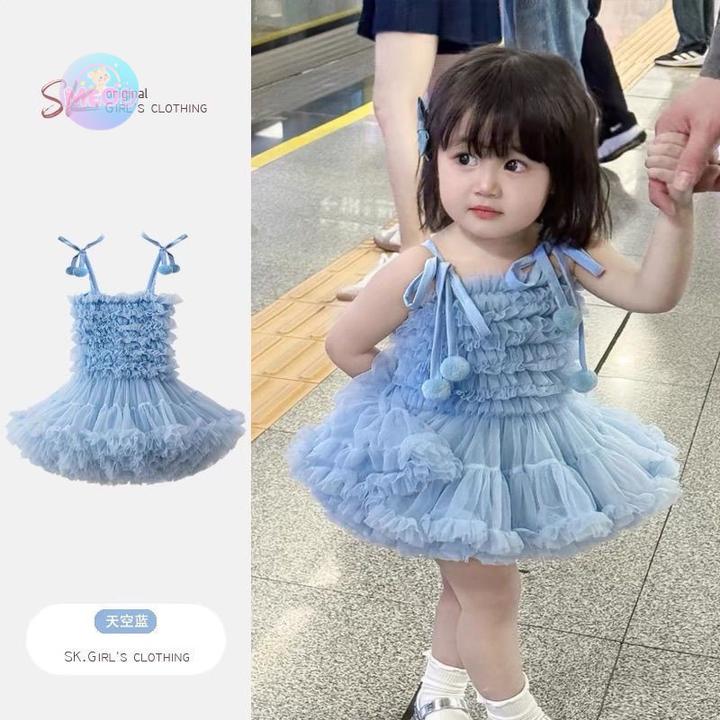 宝宝裙子直筒新款tutu裙可爱吊带蓬蓬连衣裙女纱裙周岁生日礼服裙