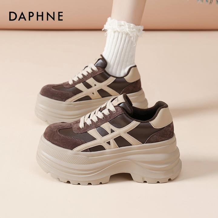 达芙妮加绒保暖德训鞋2025新款冬季厚底增高美拉德运动鞋休闲棉鞋