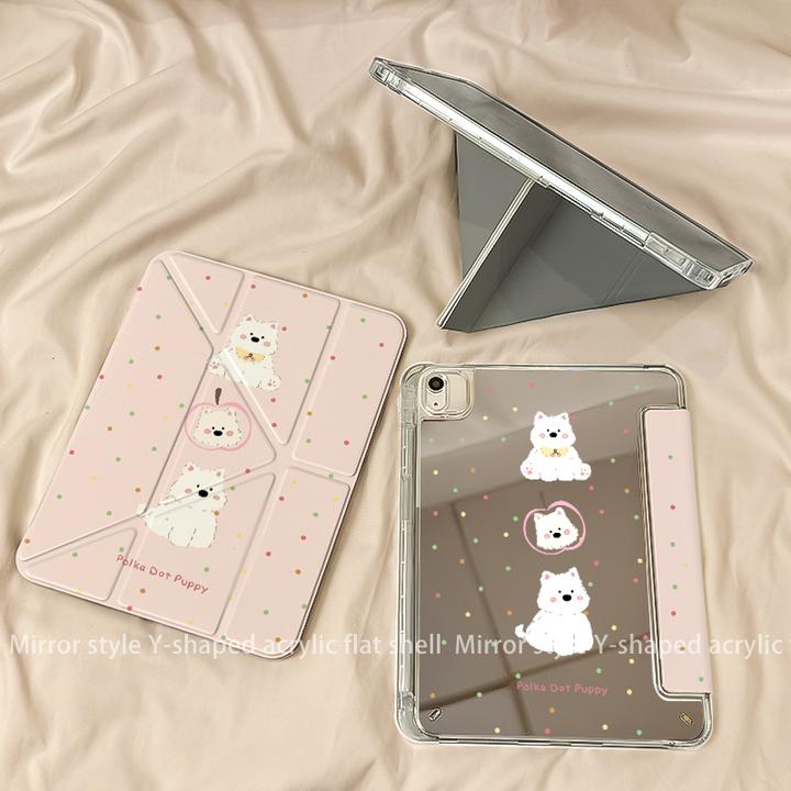 【3+Y折镜面亚克力】蓝粉西高地苹果ipad11华为小米8平板保护套air7