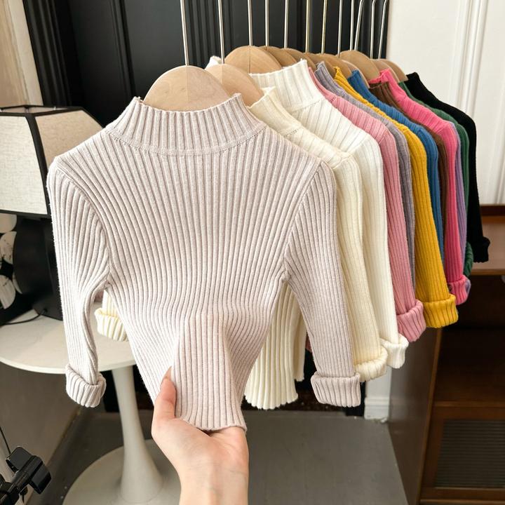 韩版半高领打底衫洋气毛衣新款秋冬季洋气儿童衣服女童过年衣服