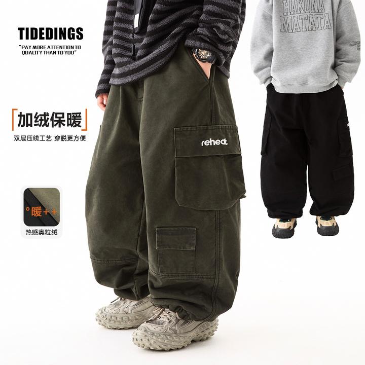 叮叮家童装2025冬季新款男童加绒工装裤中大童加厚休闲裤25403