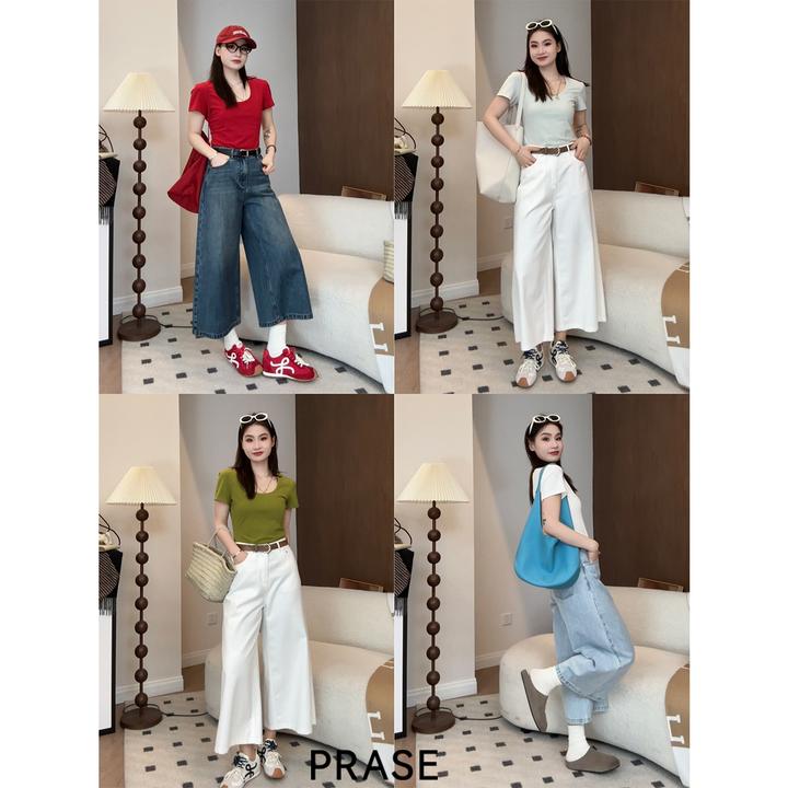 PRASE·噜【奶皮T】微胖轻奢设计款夏女百搭时尚U领T恤PR506E02
