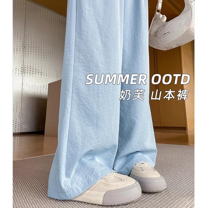 蕾丝花边山本裤女夏季薄款2025新款垂感宽松显瘦冰丝阔腿奶芙裤子