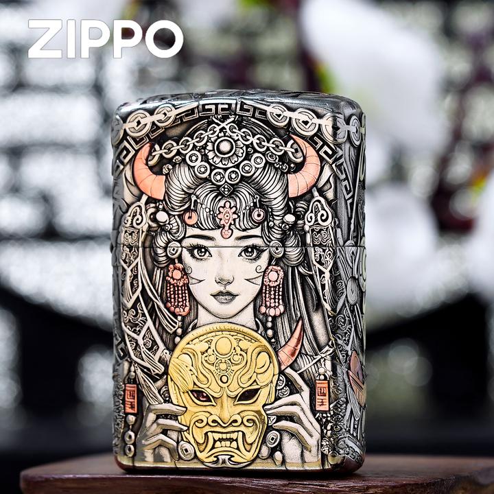 ZIPPO打火机正品白铜重甲套壳扎基拉姆/送礼收藏DYJ1