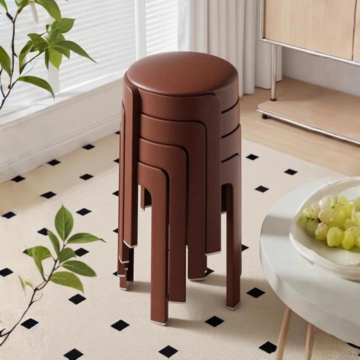 软包旋风塑料凳子家用结实耐用加厚可叠放收纳高圆凳餐厅客厅备用