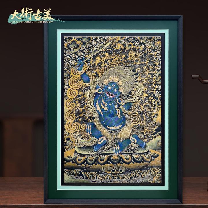 刺绣唐卡【不动明王】藏传茶室玄关装饰画客厅背景墙挂画沙发挂画