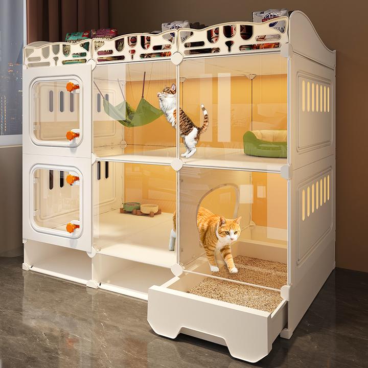 猫笼猫别墅猫厕所一体家用室内猫窝四季通用超大自由空间猫咪笼子