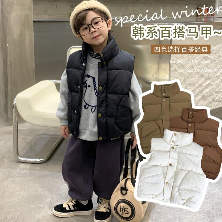 FAVMARTHA儿童加厚棉马甲男童宝宝秋冬新款手塞棉休闲时尚外套女