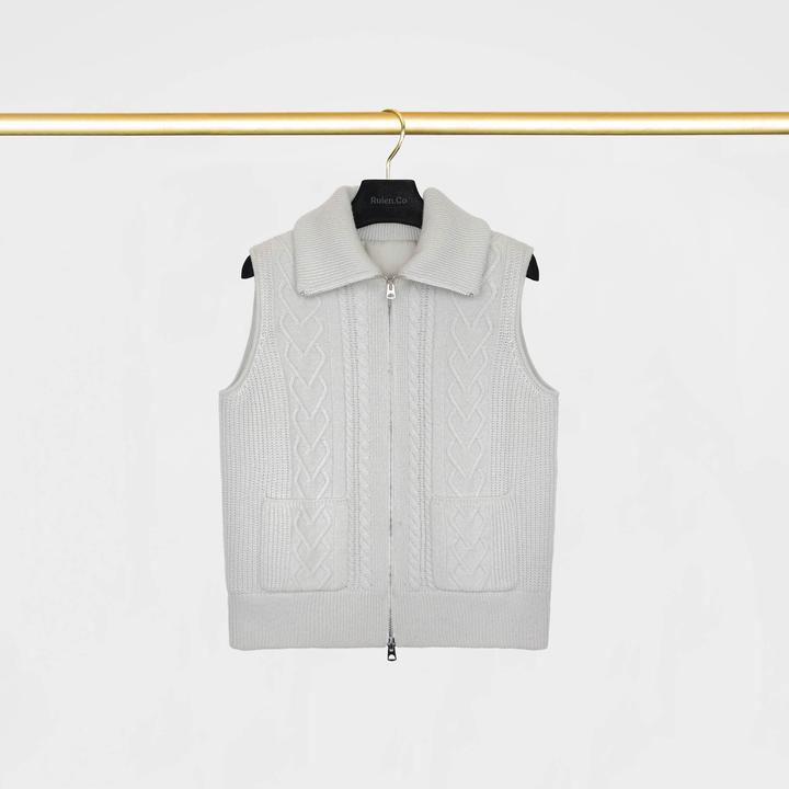 我是摩羯 太阳的后裔 美丽诺羊毛羊绒绞花肌理秋冬棉马甲