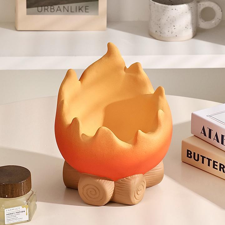 卡西法火焰火苗摆件客厅玄关桌面装饰品轻奢陶瓷创意收纳盒送礼