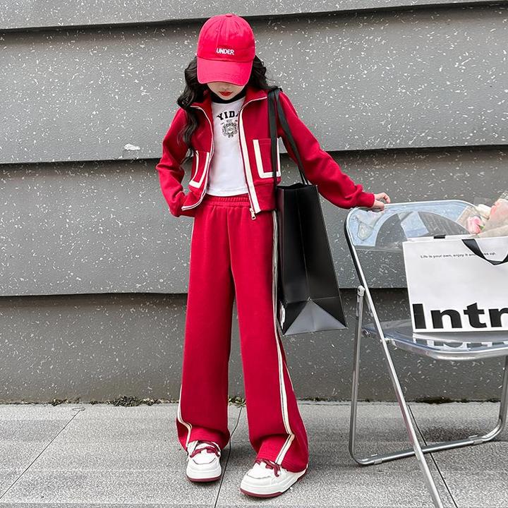 女童春装套装2024新款儿童网红洋气时髦两件套春秋款中大童运动装