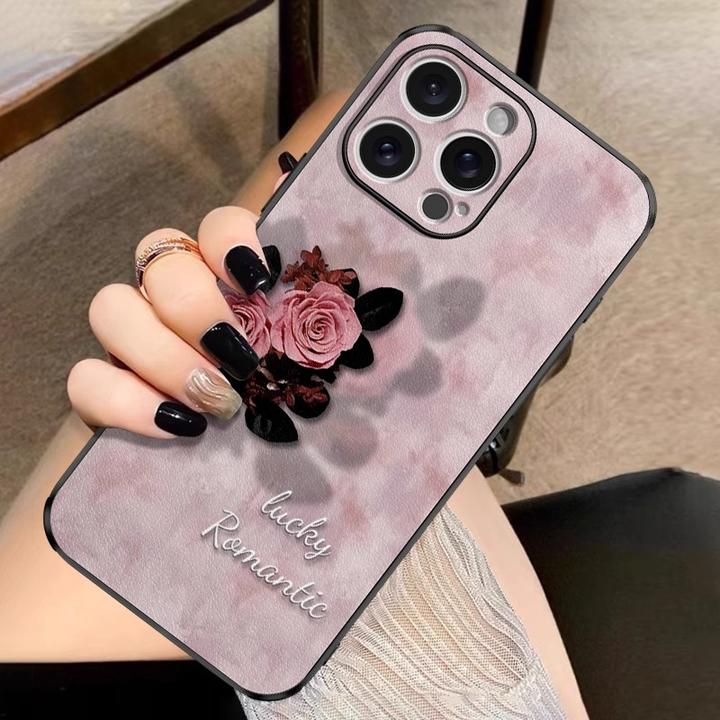 夜落玫瑰适用苹果16promax手机壳中国风iPhone17pro保护套皮质