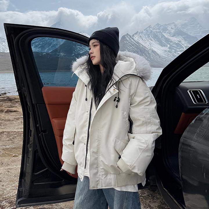 2025款连帽派克服棉服保暖冬季厚款外套工装毛领韩版宽松