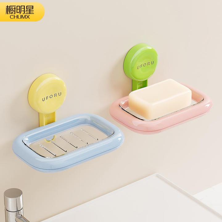 肥皂盒壁挂式免打孔家用2025新款吸盘卫生间置物架浴室沥水香皂盒