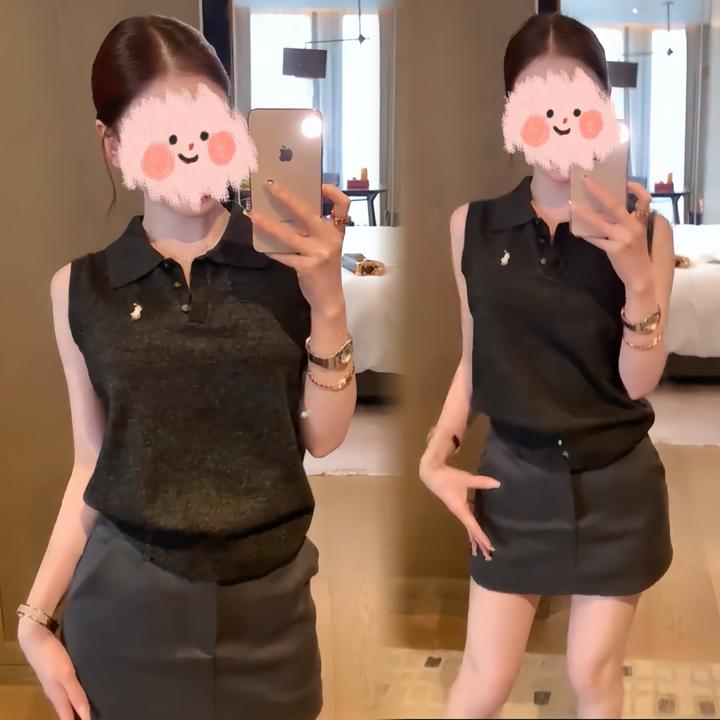 早春新款小马针织无袖背心马甲时尚休闲百搭上衣身裙小清新修身