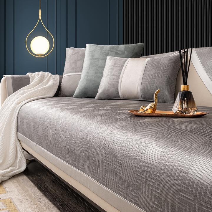 轻奢风【知夏款】冰丝沙发垫夏季款凉席垫简约现代防滑皮沙发套罩