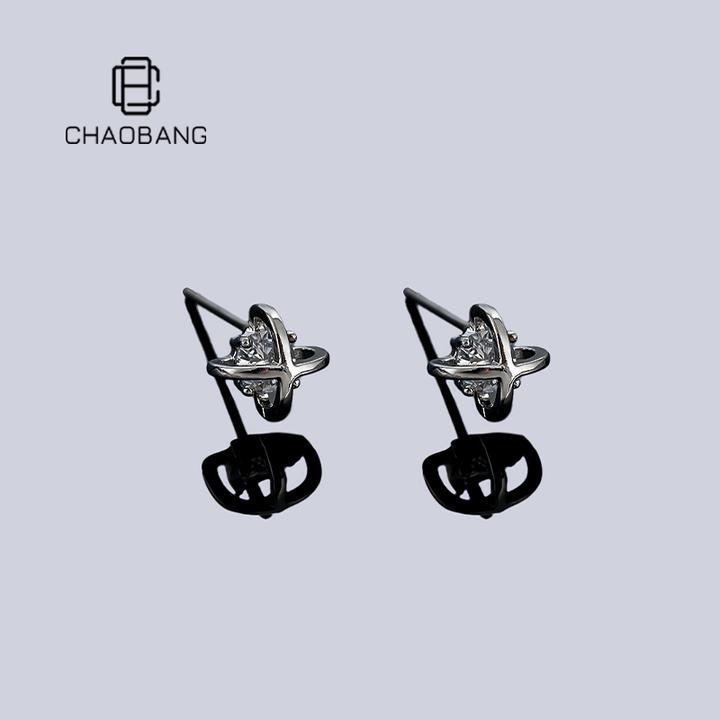 chaobang/潮邦 铜合金耳饰 十字架星球耳钉个性耳饰高级感ins饰品