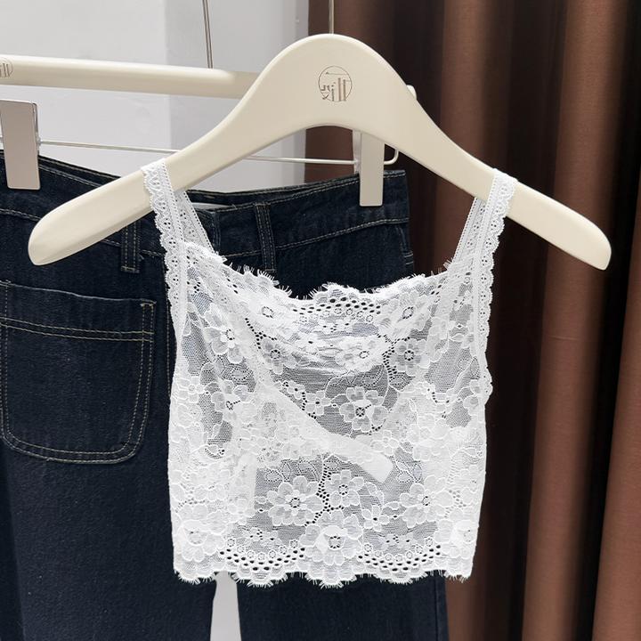 时髦纯色假领子清凉透气蕾丝吊带内搭2025夏季纯欲叠穿品质上衣女