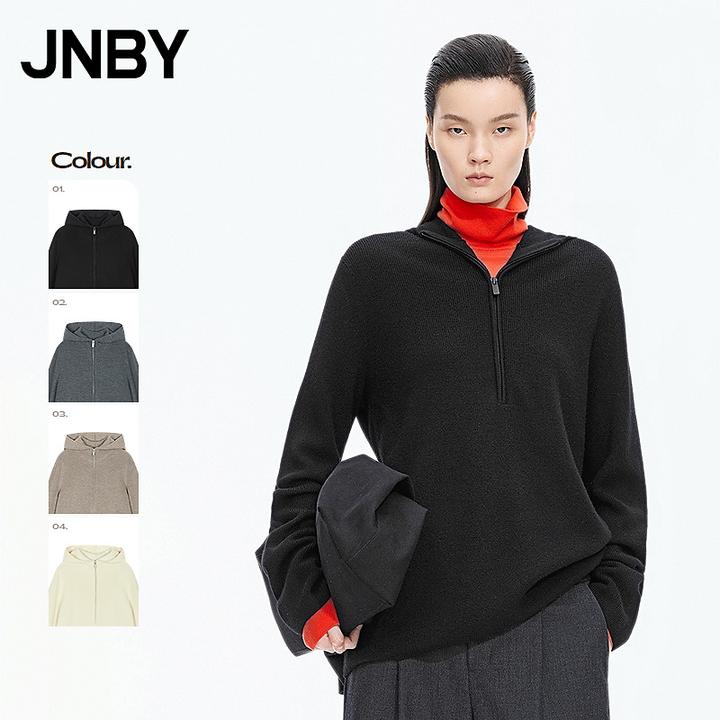 【商场同款】JNBY/江南布衣25秋新品针织衫连帽羊毛衫女5X9310220