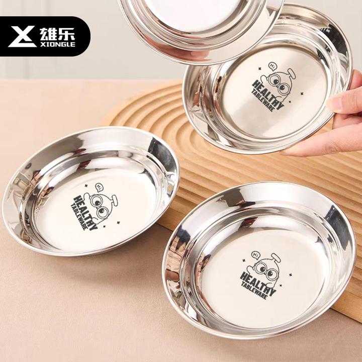 316不锈钢儿童吃饭盘子卡通餐盘水果盘家用高档菜盘高颜值可爱