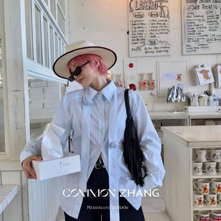 【甜桃01-50】时尚洋气百搭圆领韩版减龄甜美显瘦百搭老钱风女装