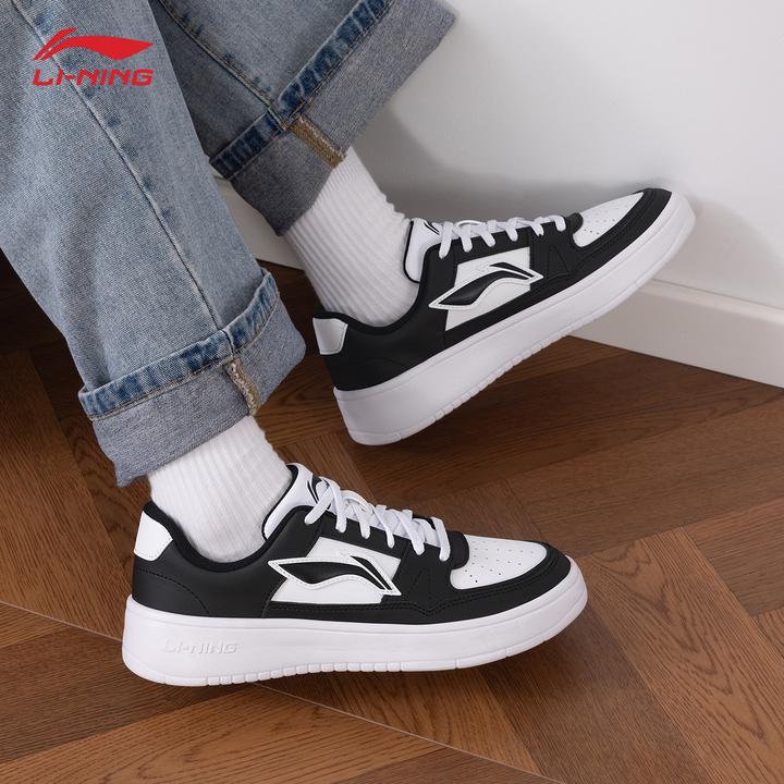 李宁月临板鞋女鞋秋季2025新款黑白低帮舒适百搭休闲学生运动鞋子