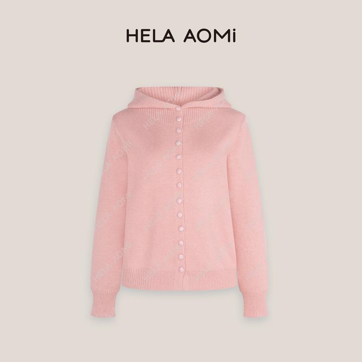 HELAAOMI “小甜豆”连帽一排扣简约高级感显瘦毛衣外套CY4DC31468