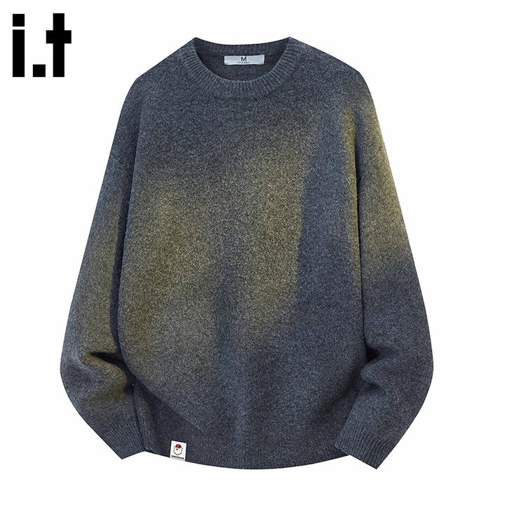 it :CHOCOOLATE韩系简约纯色圆领毛衣男款秋冬慵懒风休闲百搭上衣