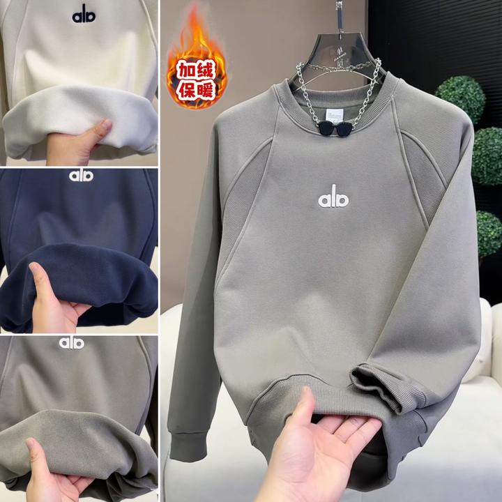 2025秋冬加绒厚款解构风圆领卫衣刺绣宽松型保暖时尚百搭潮流卫衣