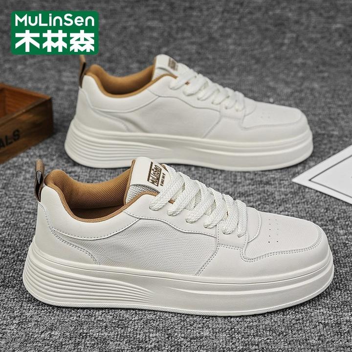 木林森小白鞋男秋冬2025新款休闲运动跑步旅游青少年百搭厚底增高