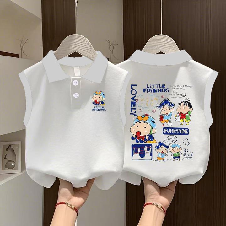 男童女童夏季新款背心薄款2025韩版无袖T恤外穿宝宝Polo衫嬉皮T恤
