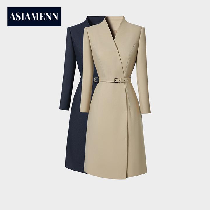 时尚V领西装连衣裙女装春秋新款时尚气质通勤职场商务正装工作服