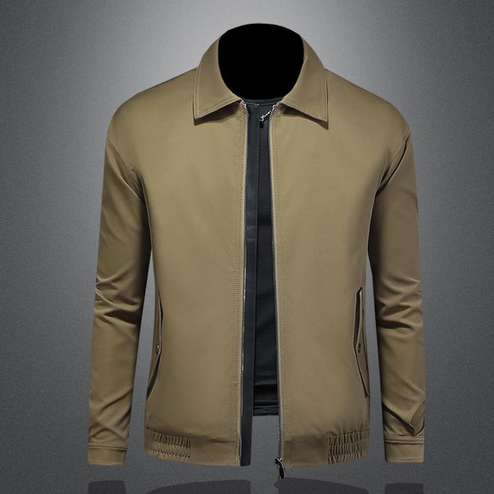 顿奇摩费涅休闲外套男装春秋季商务修身夹克翻领高端百搭纯色上衣