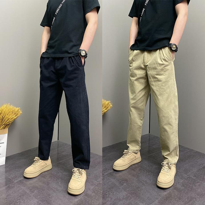 2025春秋季新款休闲裤男宽松百搭直筒韩版工装裤子潮牌哈伦裤纯色