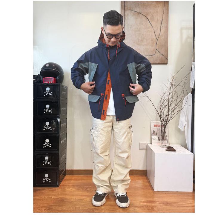 25AW秋冬山系潮流1068户外机能防风防水时髦拼色连帽冲锋外套夹克