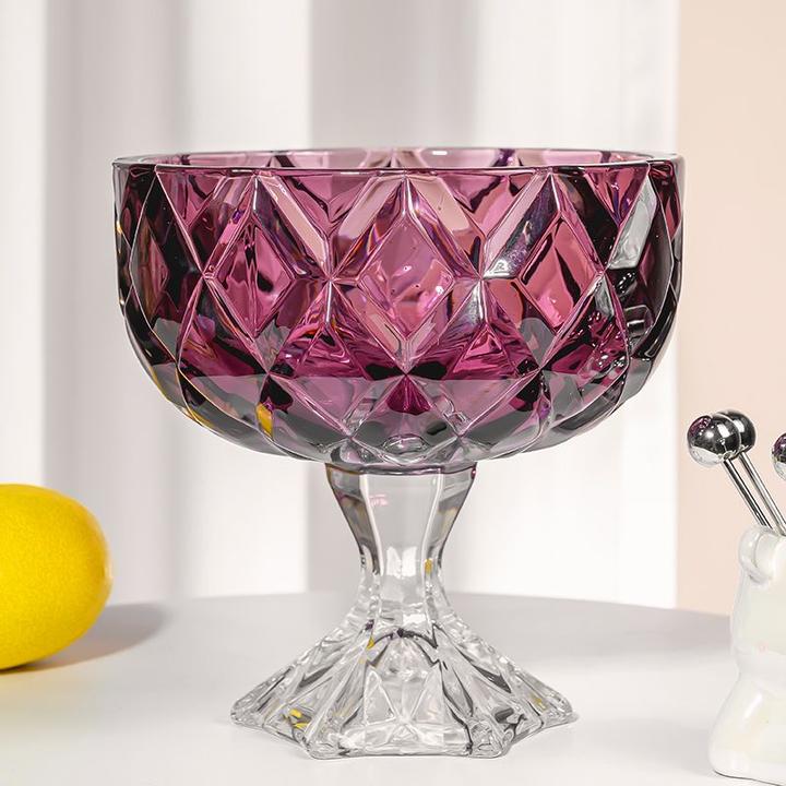 欧式仿紫水晶高脚果盘大号果斗糖干果果盘桌面摆件新款创意新J961