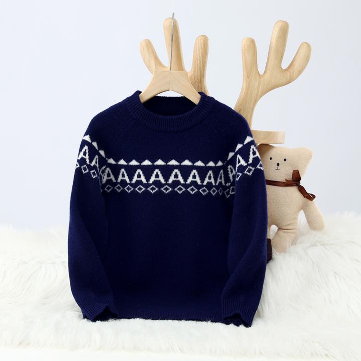 【可机洗】儿童A字提花羊绒衫男女童套头毛衣大小童针织羊毛打底衫