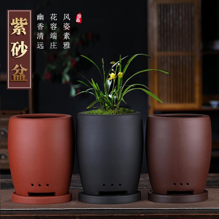 宜兴紫砂花盆大号花盆特大口径兰花盆专用红陶瓷多肉兰花专用花盆